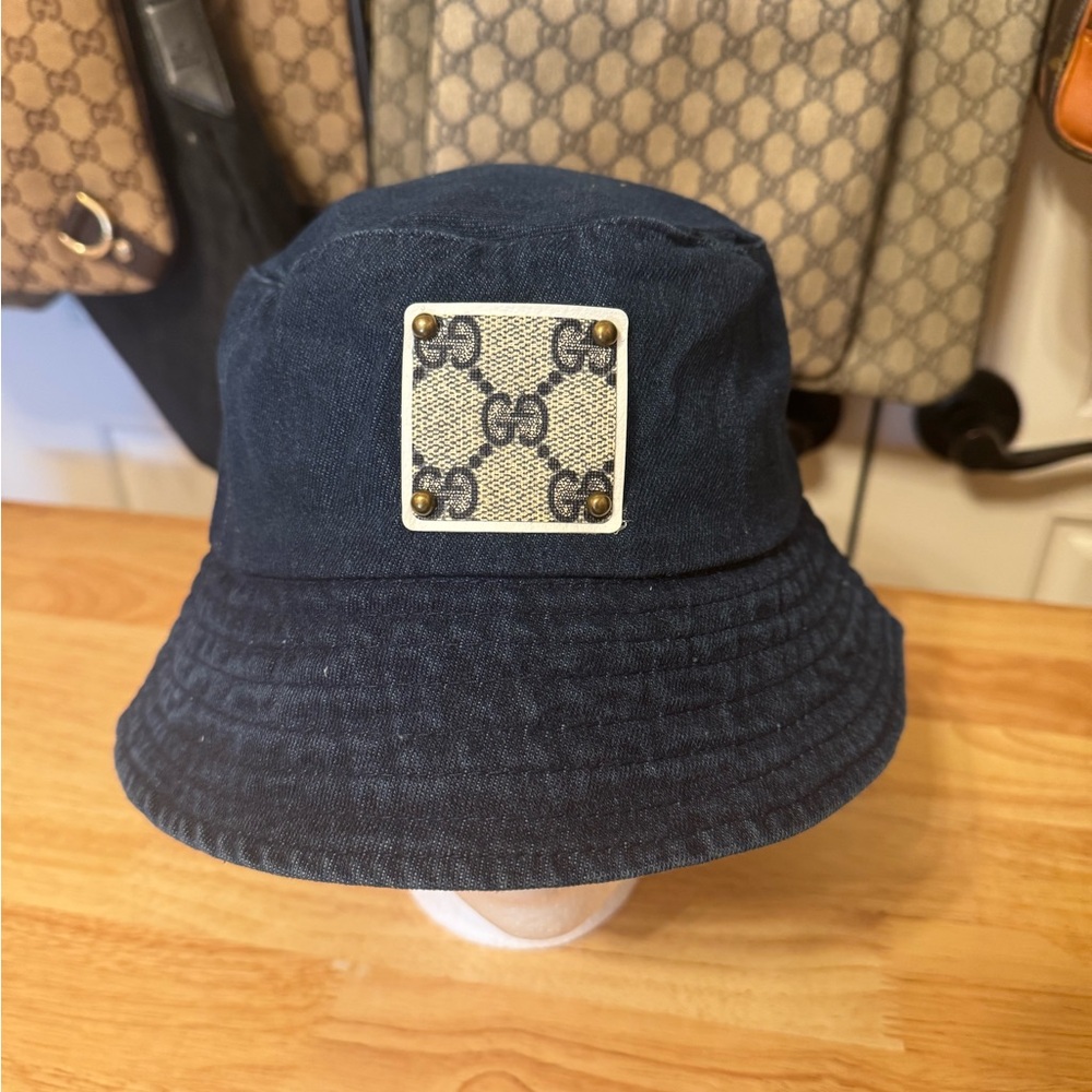 New Denim Bucket Hat Logo Patch